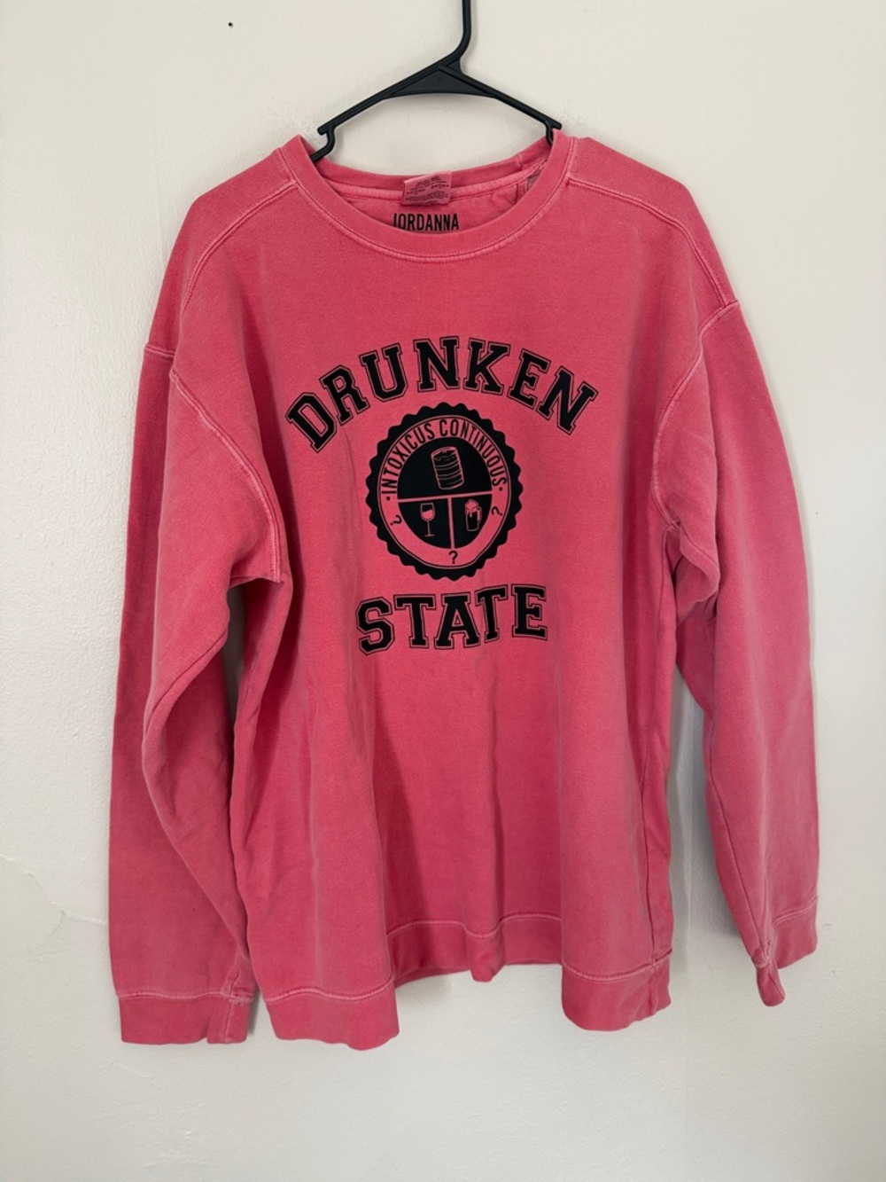 Comfort Colors Maroon/Pink "Drunken State" Graphic Crewneck Sweatshirt